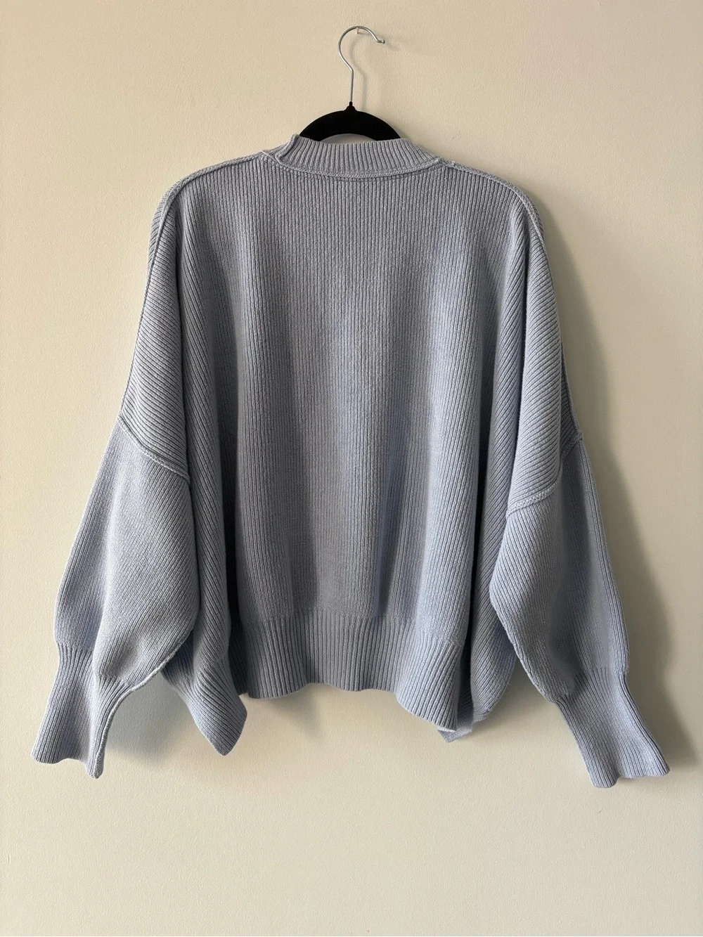 Free People Easy Street Tunic Sweater Light Blue Ribbed Mockneck Small